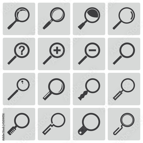 Vector: Vector black magnifying glass icons set Vector black magnifying glass icons set