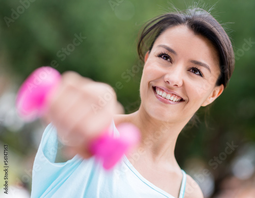 Photo: Woman training outdoors Woman training outdoors
