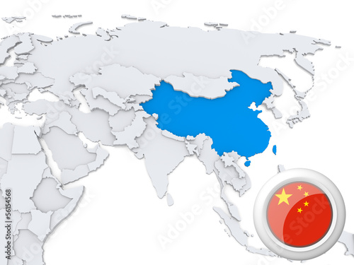 Illustration: China on map of Asia China on map of Asia
