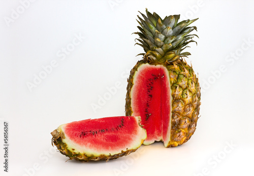 Photo: Pineapple containing a watermelon Pineapple containing a watermelon