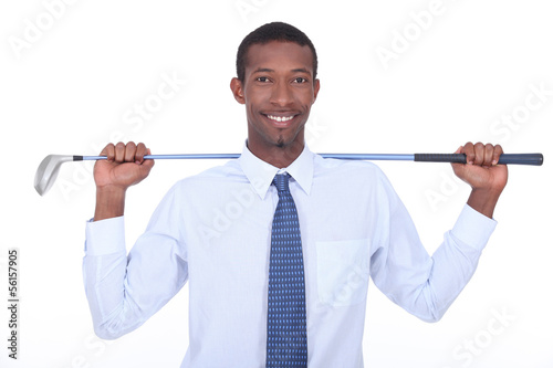 Photo: Businessman with golf club Businessman with golf club
