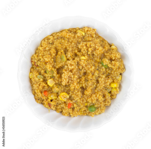 Photo: Cooked couscous with vegetables in bowl Cooked couscous with vegetables in bowl