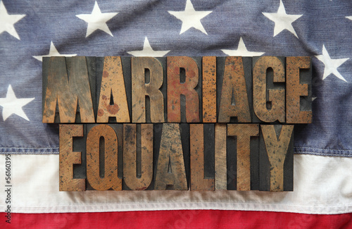Photo: USA flag with the words 'marriage equality' USA flag with the words 'marriage equality'