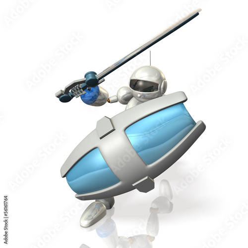 Illustration: Robot soldier brandishing a sword Robot soldier brandishing a sword