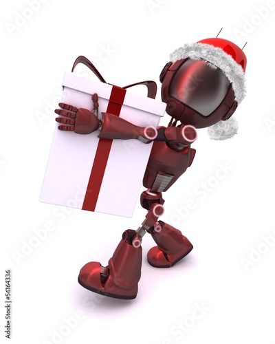 Illustration: Android in a Santa hat with Christms Gift Android in a Santa hat with Christms Gift
