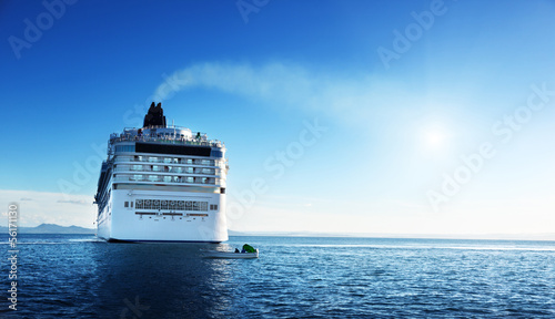 Photo: Caribbean sea and cruise ship in sunset time Caribbean sea and cruise ship in sunset time