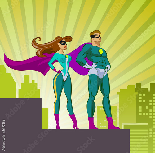 Vector: Super Heroes - Male and Female. Super Heroes - Male and Female.