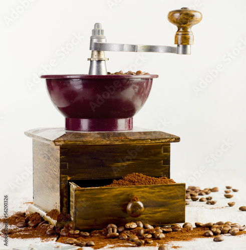 Photo: Coffee and old-fashioned coffee grinder Coffee and old-fashioned coffee grinder