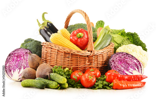 Photo: Composition with variety of fresh raw organic vegetables Composition with variety of fresh raw organic vegetables