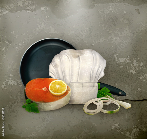 Vector: Fish steak old style Fish steak old style
