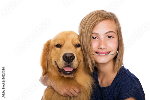 Photo: Happy girl with her dog Happy girl with her dog