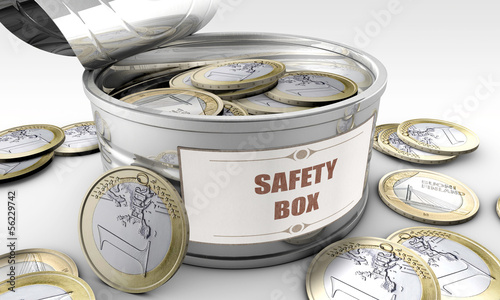 Illustration: tin can with coins inside tin can with coins inside