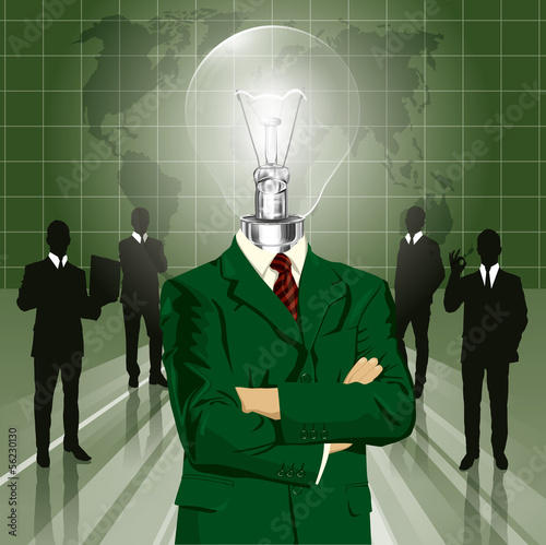 Vector: Lamp Head Businessman In Suit Lamp Head Businessman In Suit
