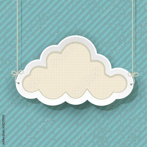 Vector: cloud as retro sign on blue background cloud as retro sign on blue background