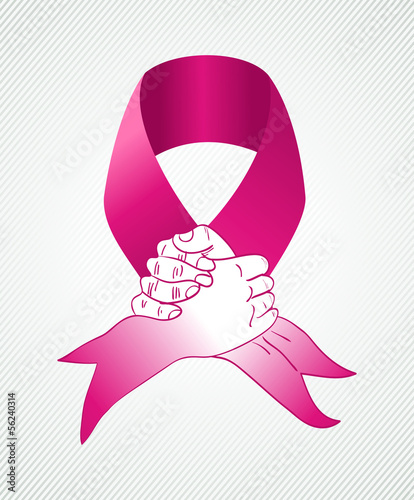 Vector: Global Breast cancer awareness human hands ribbon symbol EPS10 f Global Breast cancer awareness human hands ribbon symbol EPS10 f