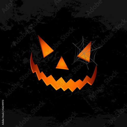 Vector: Happy Halloween pumpkin face spider web illustration EPS10 file Happy Halloween pumpkin face spider web illustration EPS10 file