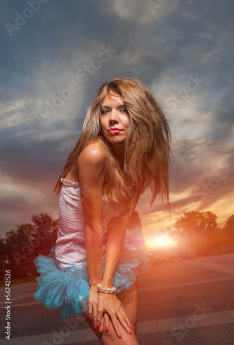 Photo: long haired blonde outdoor weared tutu skirt costume long haired blonde outdoor weared tutu skirt costume