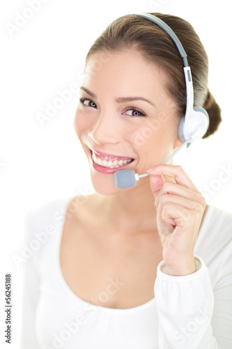 Photo: Call center headset woman customer service representative Call center headset woman customer service representative