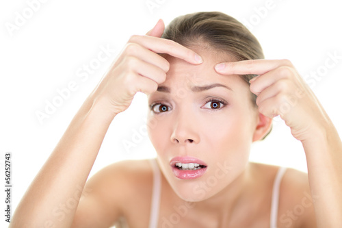Photo: Acne spot pimple - skin care girl and skin problem Acne spot pimple - skin care girl and skin problem