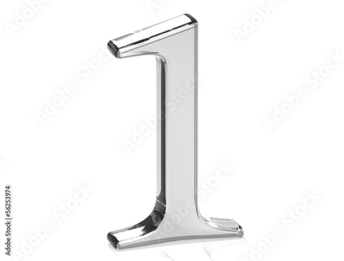 Illustration: 3D Set Silver Number on white background 3D Set Silver Number on white background