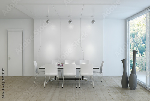 Illustration: Modern white light dining room Modern white light dining room
