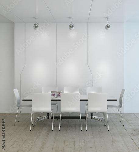 Illustration: Modern white light dining room Modern white light dining room