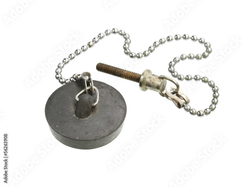 Photo: Draining cap of washbasin isolated on white background Draining cap of washbasin isolated on white background