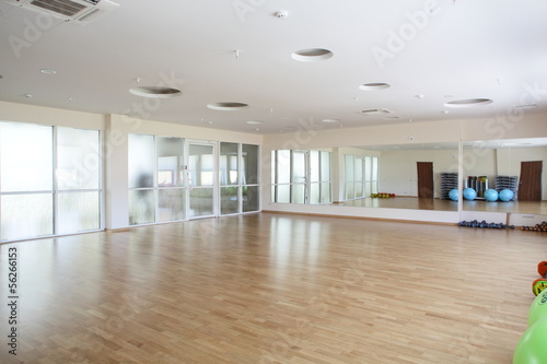 Photo: bright gymnasium with big mirror bright gymnasium with big mirror