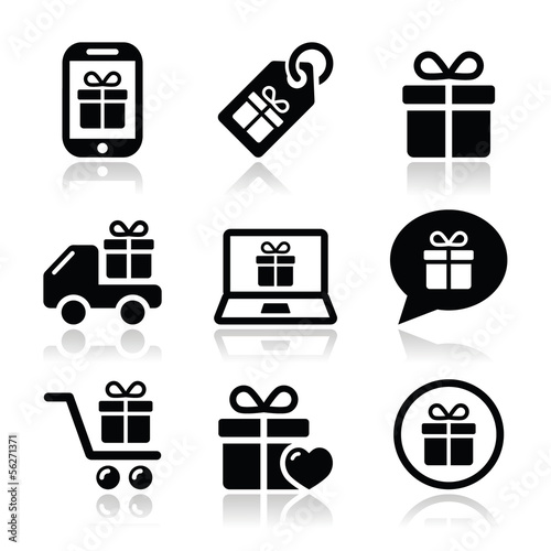 Vector: Present, shopping vector icons set Present, shopping vector icons set