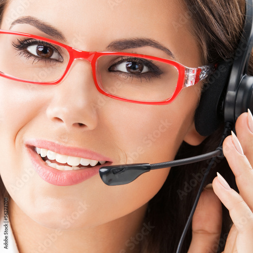 Photo: Support phone operator in headset Support phone operator in headset