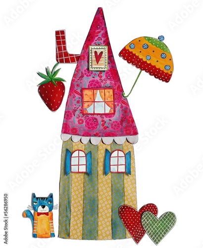 Illustration: fairy tales house, art digital collage fairy tales house, art digital collage