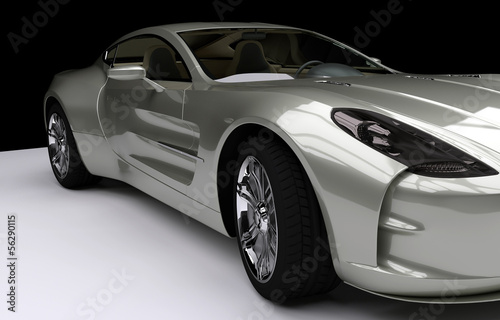 Illustration: Ein silbergrauer Luxus Sportwagen Ein silbergrauer Luxus Sportwagen
