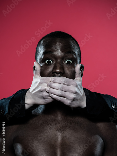 Photo: african man Freedom of speech concept african man Freedom of speech concept