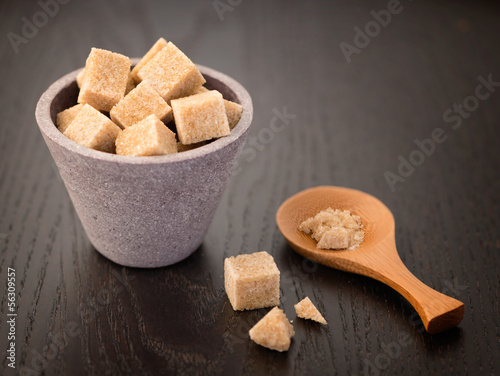 Photo: Brown sugar cubes in a ceramic dish Brown sugar cubes in a ceramic dish