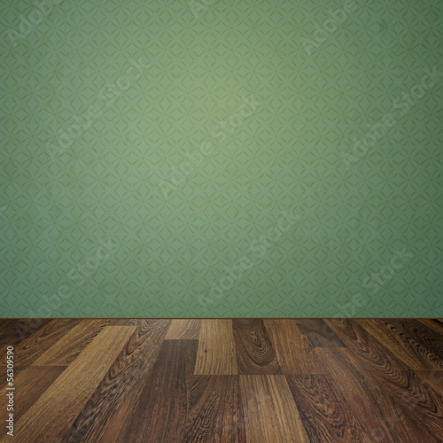 Photo: Vintage interior with grunge background and wooden floor Vintage interior with grunge background and wooden floor