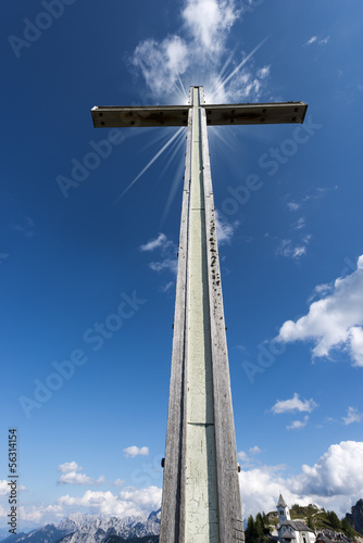 Illustration: Cross Against the Blue Sky - Lussari Italy Cross Against the Blue Sky - Lussari Italy
