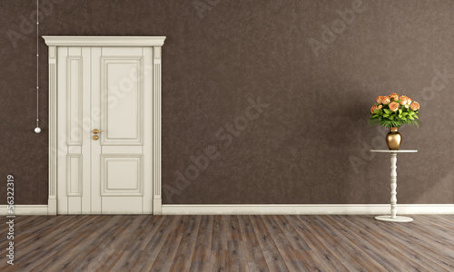 Illustration: Vintage room with old door Vintage room with old door