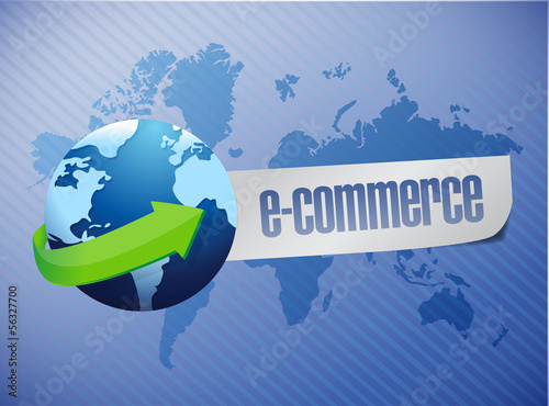 Illustration: e commerce. world map illustration design e commerce. world map illustration design