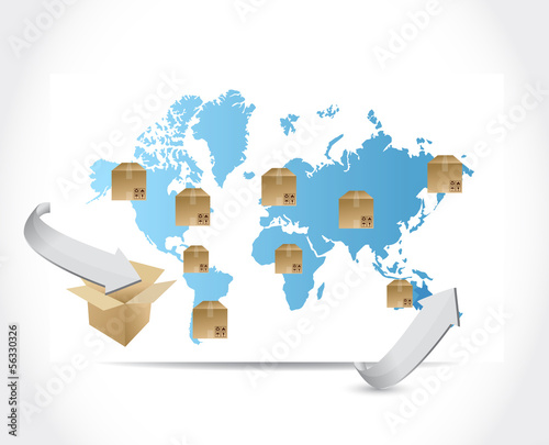 Illustration: international box shipping illustration design international box shipping illustration design