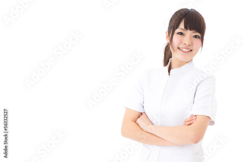 Photo: young asian nurse on white background young asian nurse on white background