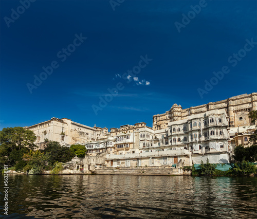 Photo: City Palace view from the lake. Udaipur, Rajasthan, India City Palace view from the lake. Udaipur, Rajasthan, India