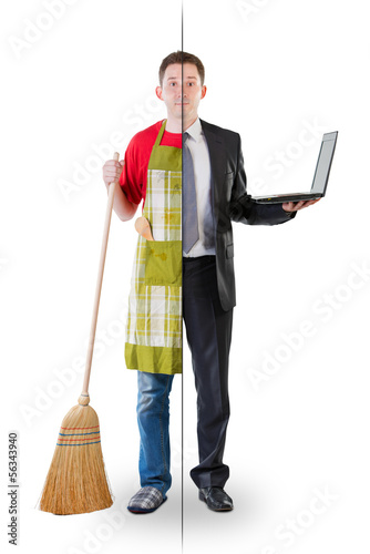Photo: Half ordinary man, half businessman Half ordinary man, half businessman