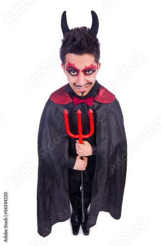Photo: Man in devil costume in halloween concept Man in devil costume in halloween concept