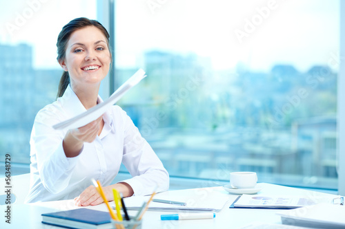 Photo: Giving documents Giving documents