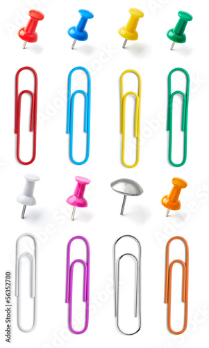 Photo: push pin thumbtack paper clip office business push pin thumbtack paper clip office business
