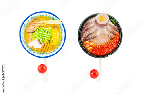 Photo: Ramen noodle magnet with hanger isolated on white background Ramen noodle magnet with hanger isolated on white background