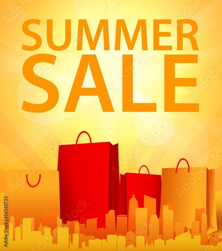 Vector: summer sale design with shopping bag summer sale design with shopping bag