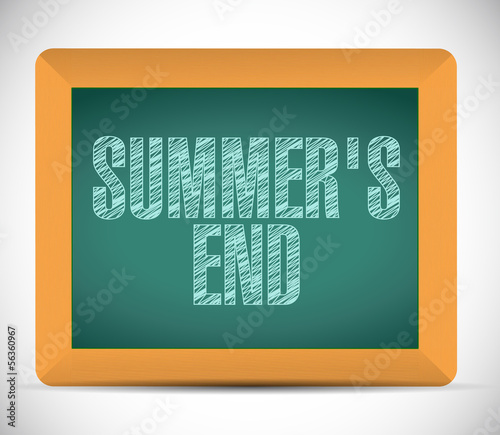 Illustration: summer end message written on a chalkboard. summer end message written on a chalkboard.