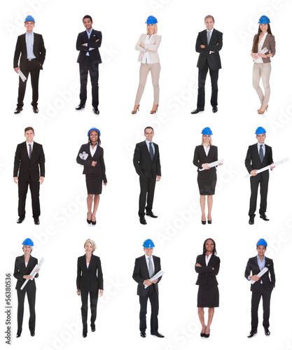 Photo: Group Of Architects With Blue Print Group Of Architects With Blue Print