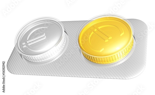 Illustration: symbolische Euromünzen als Tabletten - finanzelle Hilfe symbolische Euromünzen als Tabletten - finanzelle Hilfe